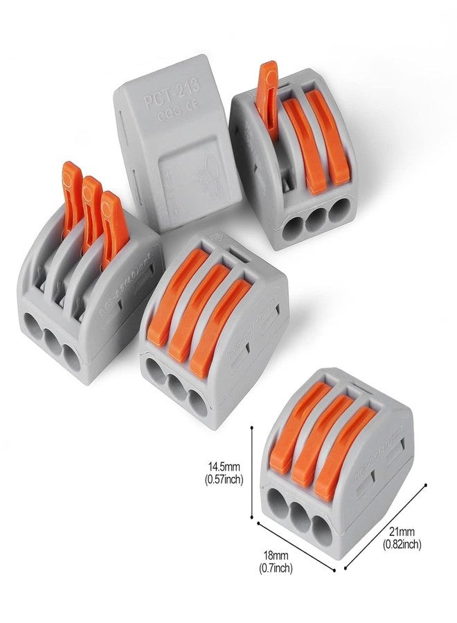 roboway موصل الأسلاك ROBOWAY PCT-213، كتلة طرفية بقفل زنبركي ثلاثي الأقطاب لتوصيل الكابلات، موصل توصيل سريع للأسلاك من 0.08 إلى 2.5 مم²، طرف توصيل صغير الحجم ومتين وسهل الاستخدام (عبوة من 5 قطع) - Image 4